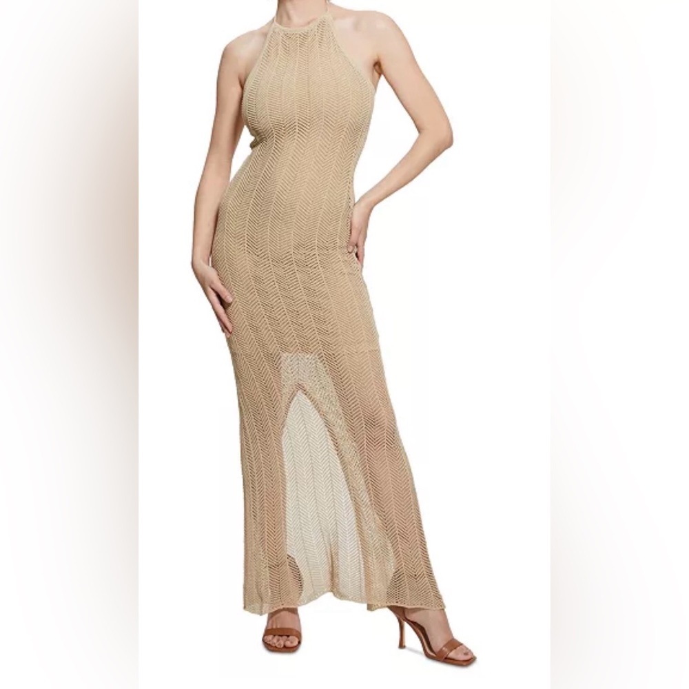 NWT‎ Guess Sophie Halter Maxi Sweater Dress Size Large in Safari Tan
